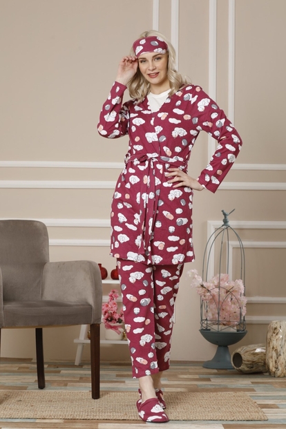 Best Day Desenli Sabahlıklı Kadın Pijama Takımı - 1