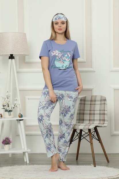 Garden Flower Desenli Kısa Kollu Kadın Pijama Takımı - 2